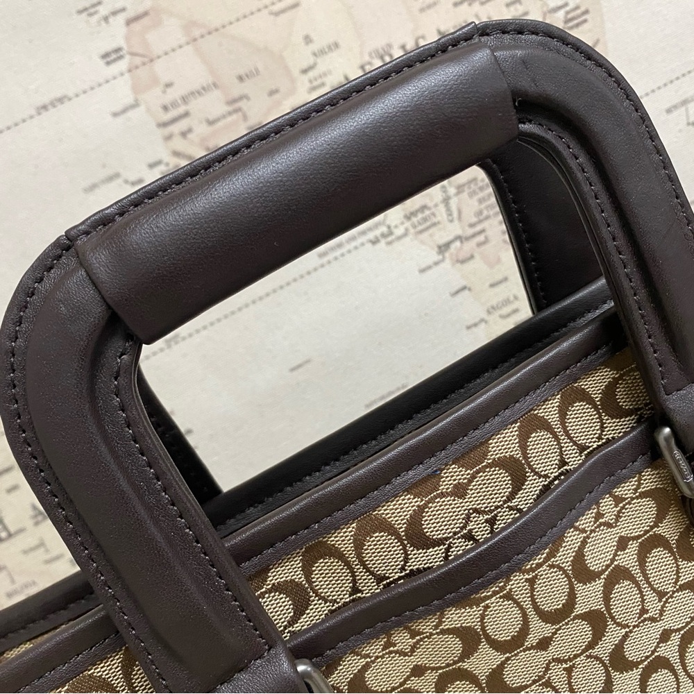 Coach Brown Briefcase with Signature Monogram and Leather Trim - Picture 3 of 10